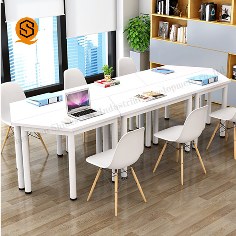 Factory price white wooden Conference Room tables and chairs for offices