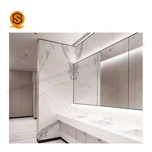 White calcutta marble slab quartz stone calcutta marble tile wall panel bathroom curved walls