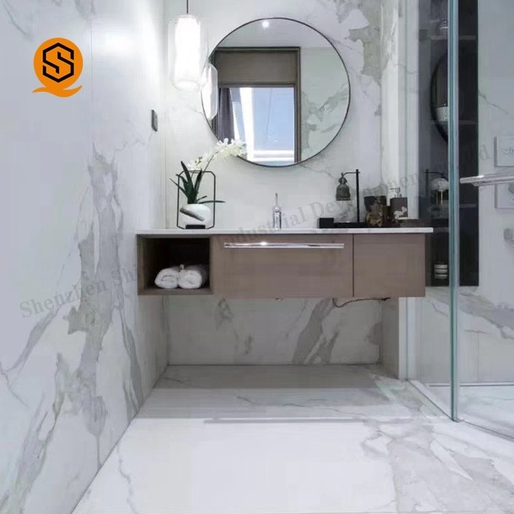 White calcutta marble slab quartz stone calcutta marble tile wall panel bathroom curved walls