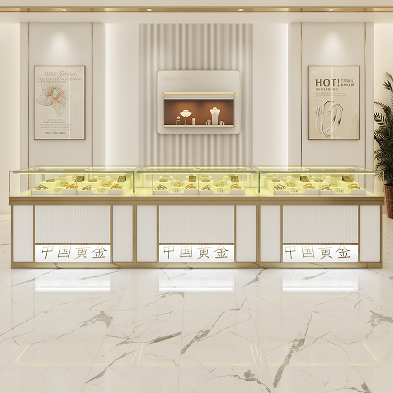 Jewelry display counter with LED retail store piano baking plywood display counter