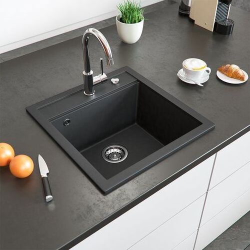 28inch single bowl sink for kitchen furniture quality durable quartz stone black sink