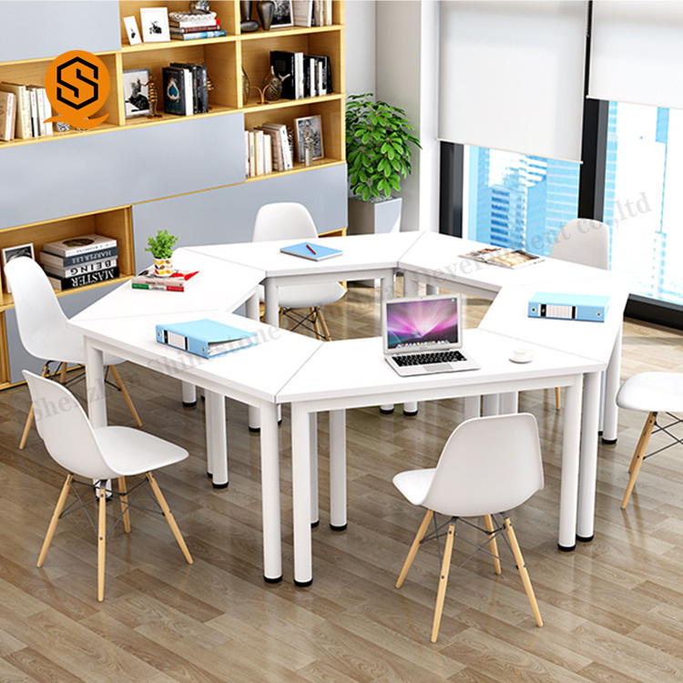 Factory price white wooden Conference Room tables and chairs for offices