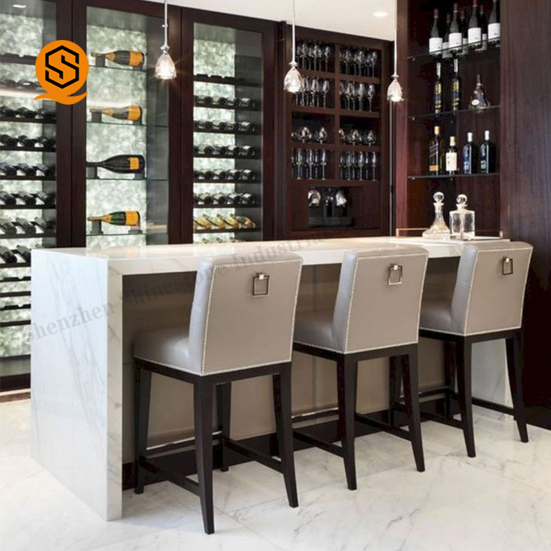 Popular design rectangle shape marble top commerical bar counters design small bar counter