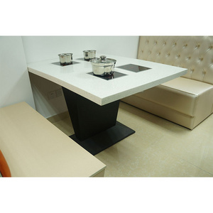 Easy Clean Acid alkali resistant composite acrylic solid surface restaurant hot pot table