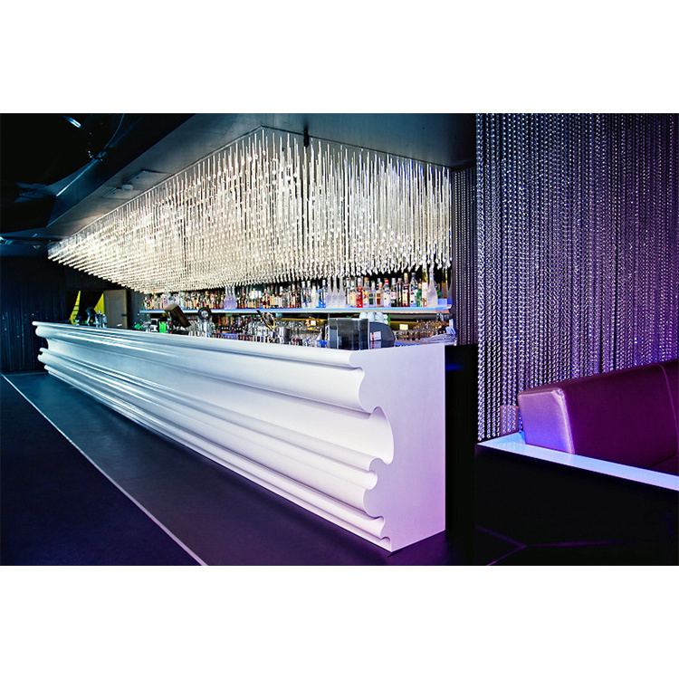 Commercial white bar counter Acrylic L Shape Juice Cafe Salad night club Bar Table Cashier Counter