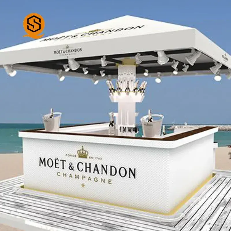 Outdoor Customized LED Bar Counter Illuminated Acrylic Fiberglass Nightclub Terrace Restaurant Wine Bar Counter