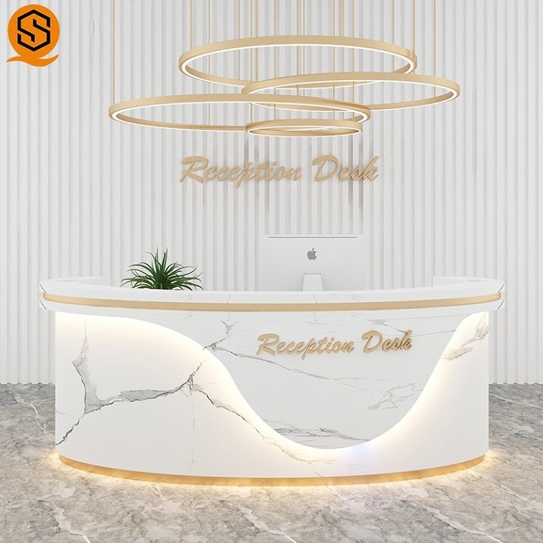 Reception counter beauty salon circular Custom front nail salon reception desk sale