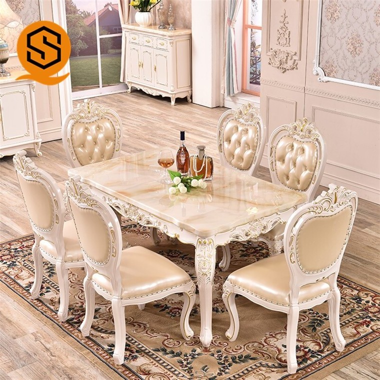 New Luxury Modern Hot Sale Customizable Dining Room Home Furniture 6 Dining Chairs Dinner Table With Chair For Sale