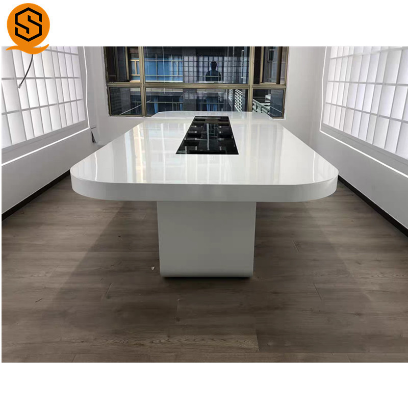 modern white glossy meeting table durable rectangle office boardroom conference table