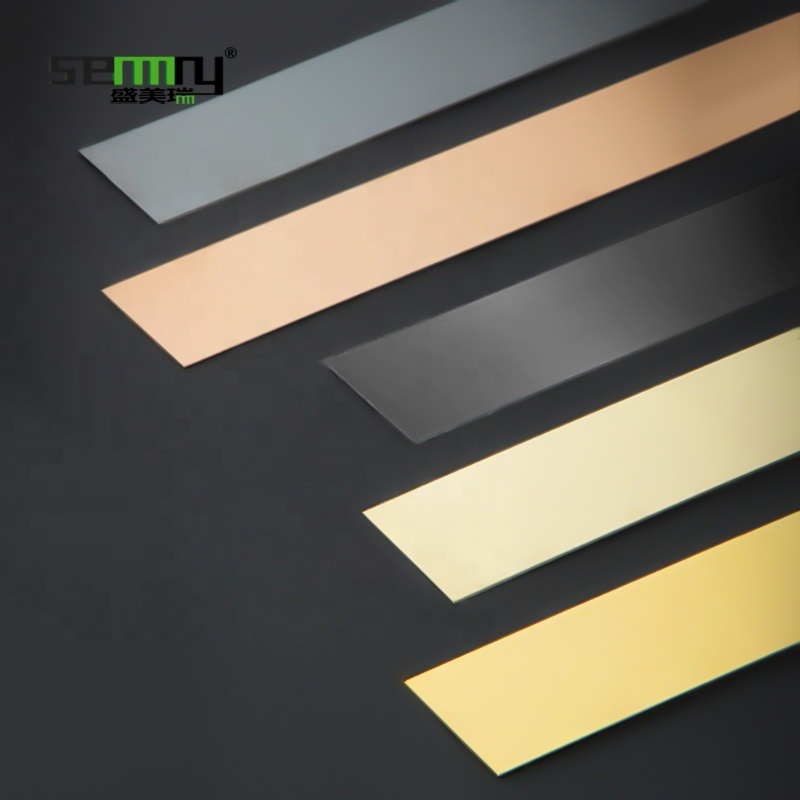 Popular Mirror Gold Flat Metal Stainless Steel Trim Strip Decorative Tile Trim Decorative Strip For Interior Decoration