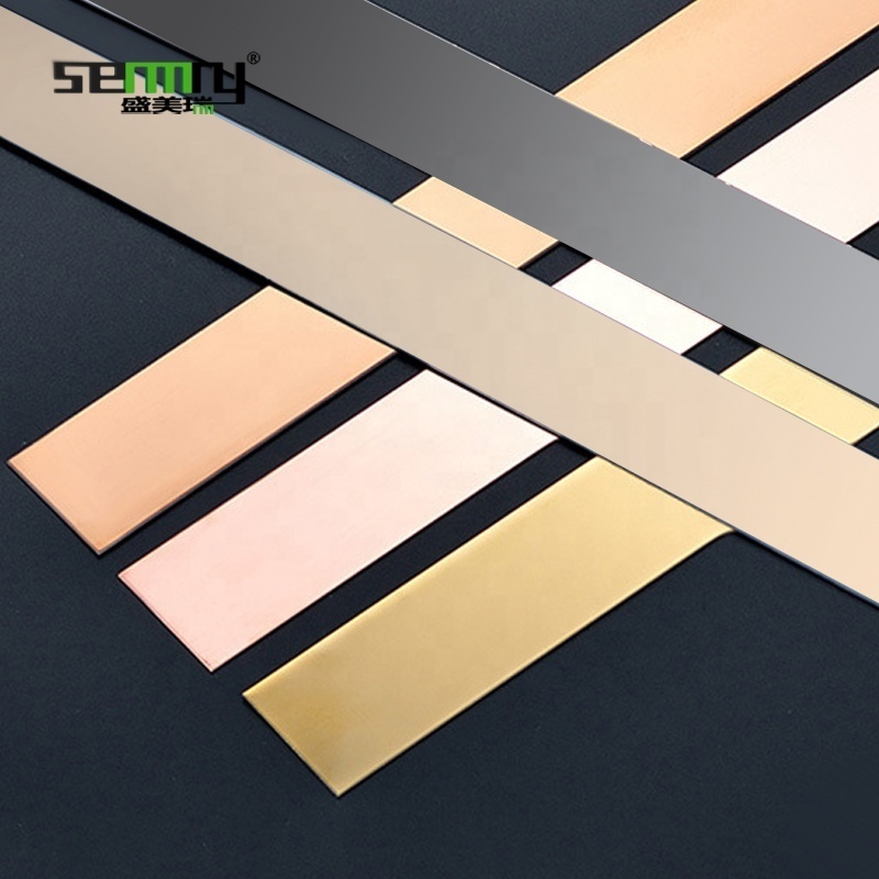 Popular Mirror Gold Flat Metal Stainless Steel Trim Strip Decorative Tile Trim Decorative Strip For Interior Decoration