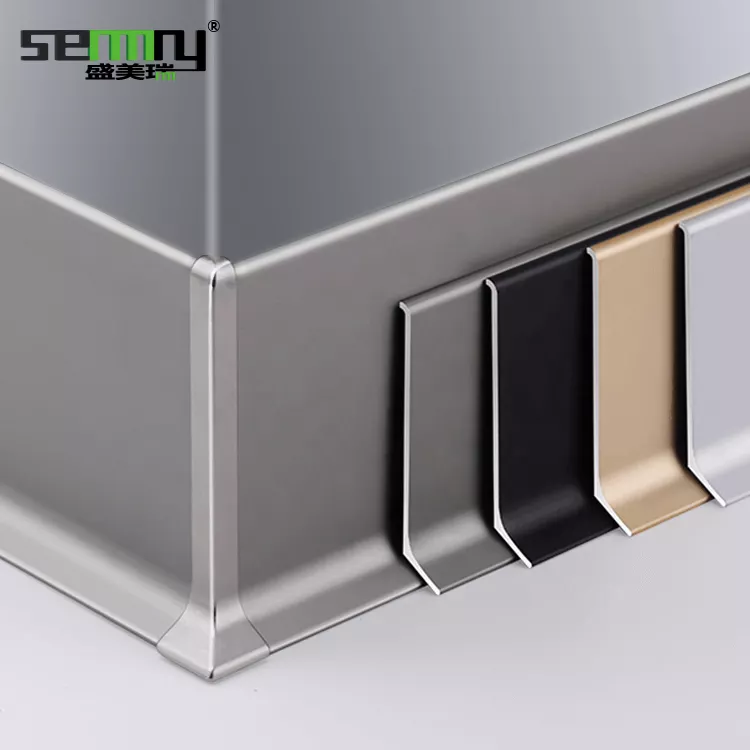 Matte color 4cm 6cm 8cm 10cm glue install metal strip aluminum baseboard skirting