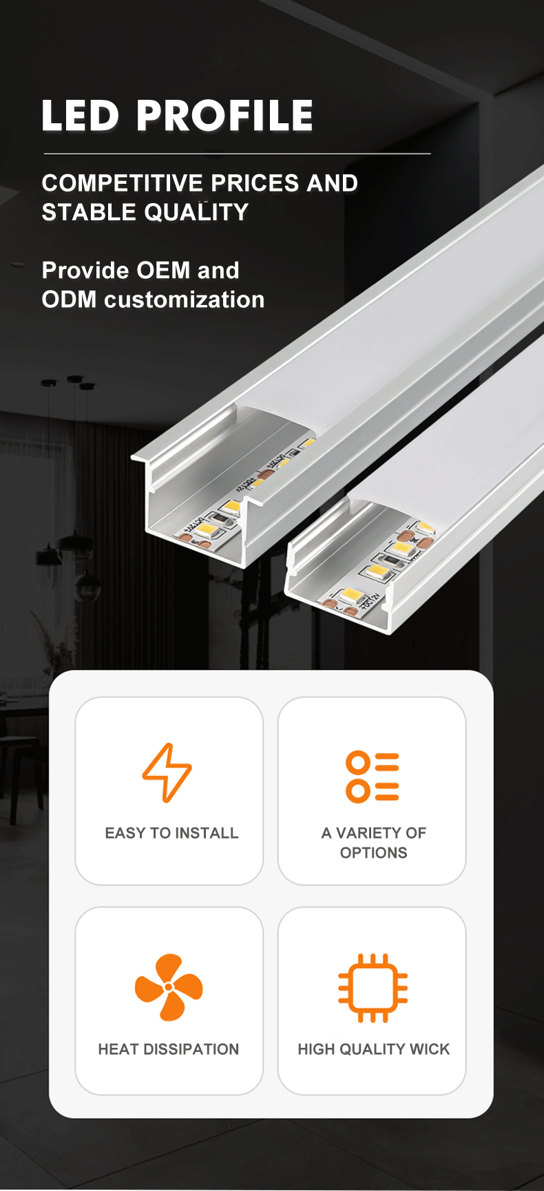 Recessed Aluminium Mounting Extrusion Strip Light LED Channel Black Led Profile Aluminium Led Strip Light