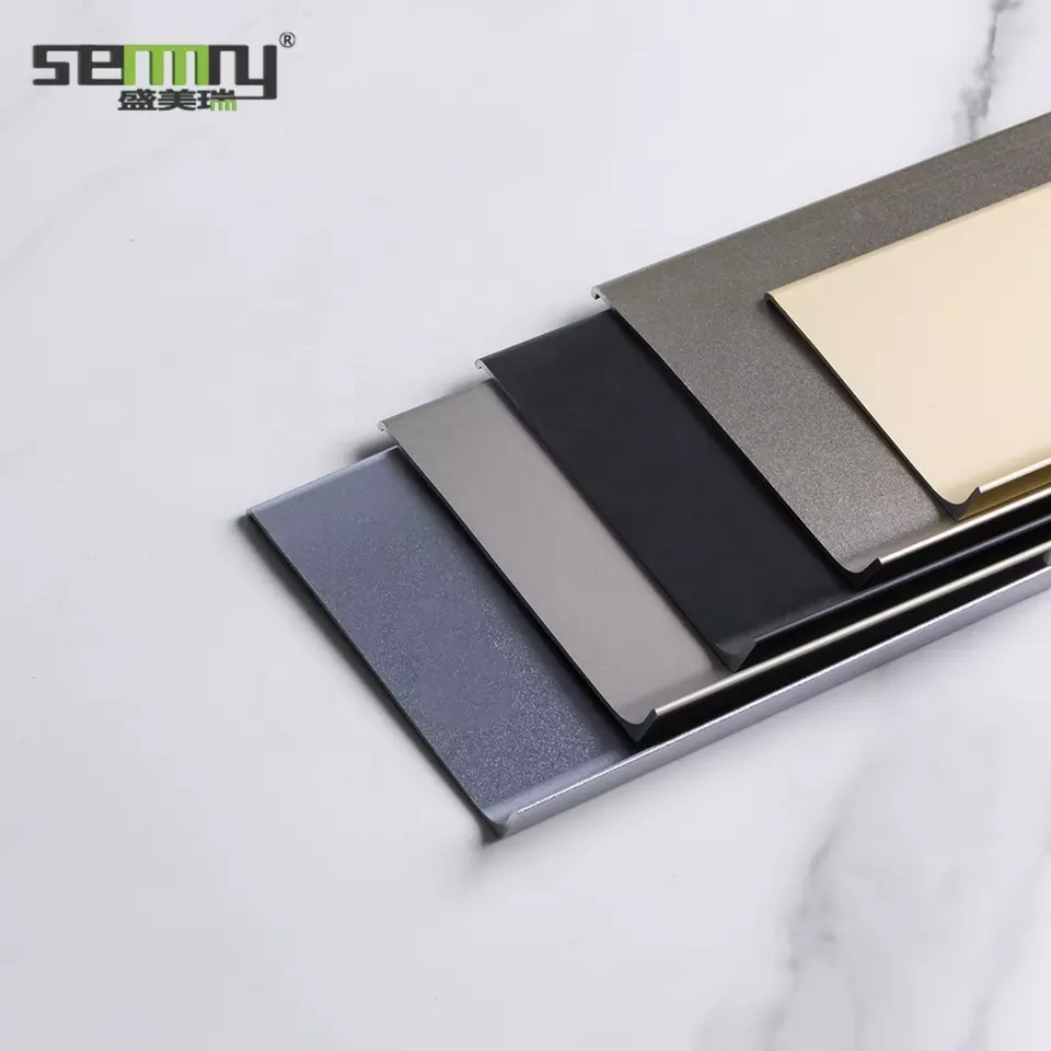 Matte color 4cm 6cm 8cm 10cm glue install metal strip aluminum baseboard skirting