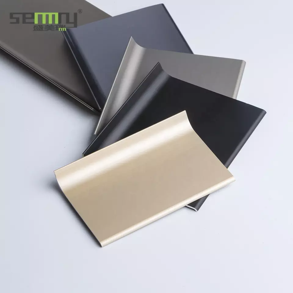 Matte color 4cm 6cm 8cm 10cm glue install metal strip aluminum baseboard skirting