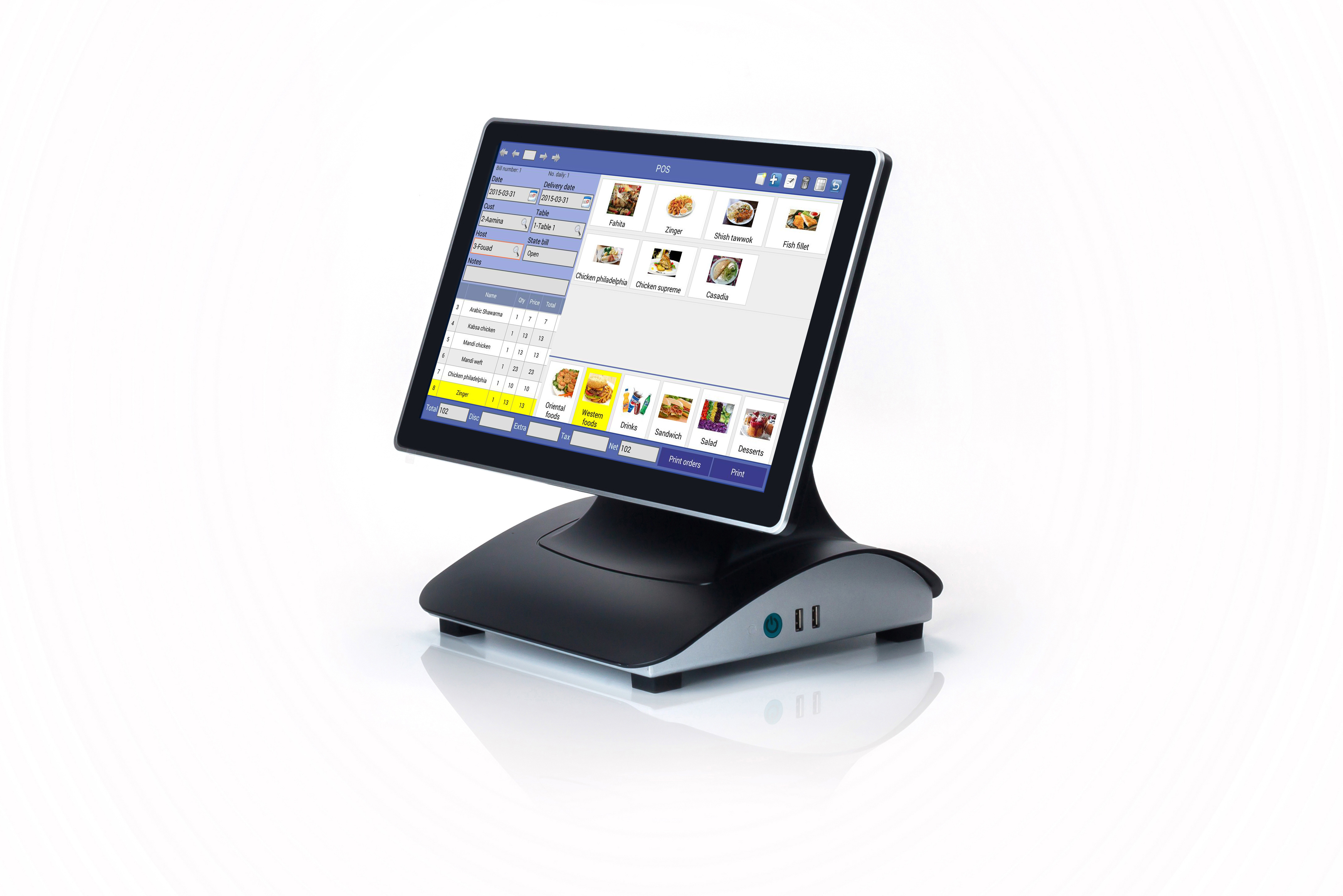 15.6inch touch screen cash register J6412 i3 i5 i7 cpu pos machine for sale