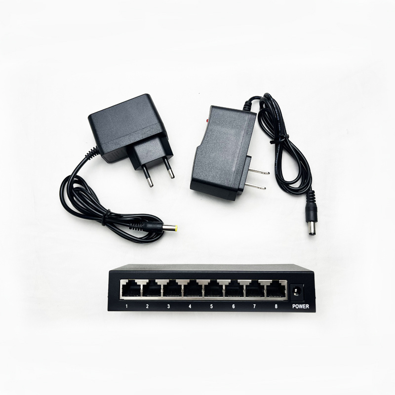 DC12v EU power plug 1000Mbps 8 ports gigabit switches ethernet