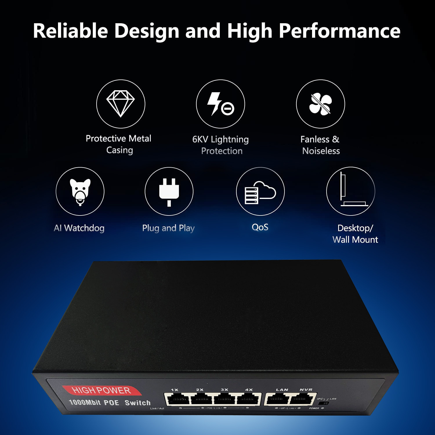 Full Gigabit Stackable Switch with POE 10/100/1000 Mbps Gigabit 4 ports POE switch for CCTV