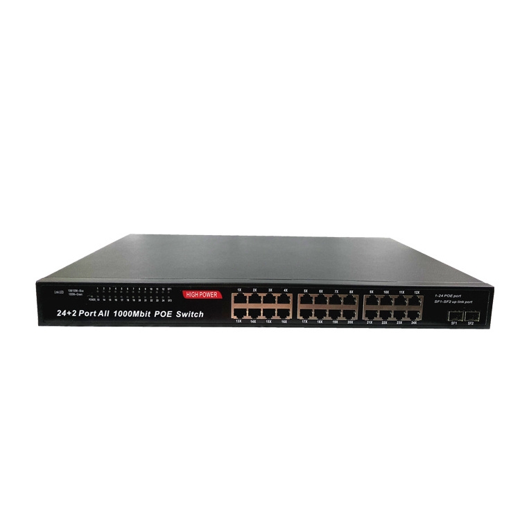 SunSoont Network Switch PoE 24+2 26 ports PoE switch 1000Mbps Downlink 1000Mbps Uplink VLAN PoE Switches