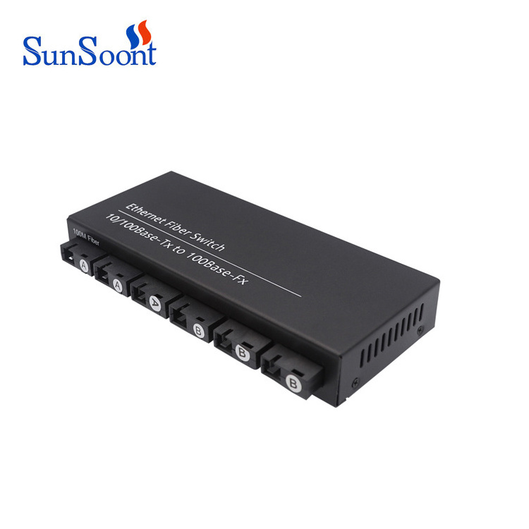 Fiber Optic Media Converter 10/100M Optical Fiber switch 6 port 2 SFP ports