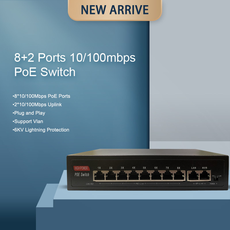 fiber switch rj45 poe 8 port gigabit unmanaged network switch 8 port 10/100