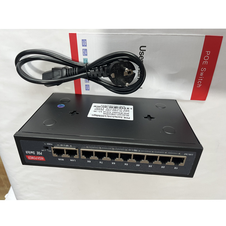 fiber switch rj45 poe 8 port gigabit unmanaged network switch 8 port 10/100