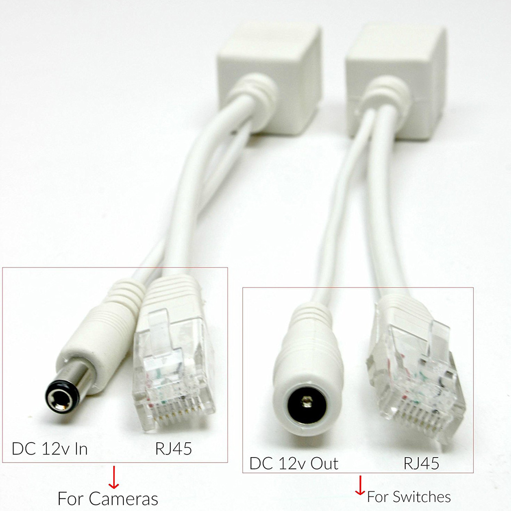 POE Adapter Cable RJ45 Injector Splitter Kit Tape Screened Passive Power Over Ethernet 12V Synthesizer Separator Combiner