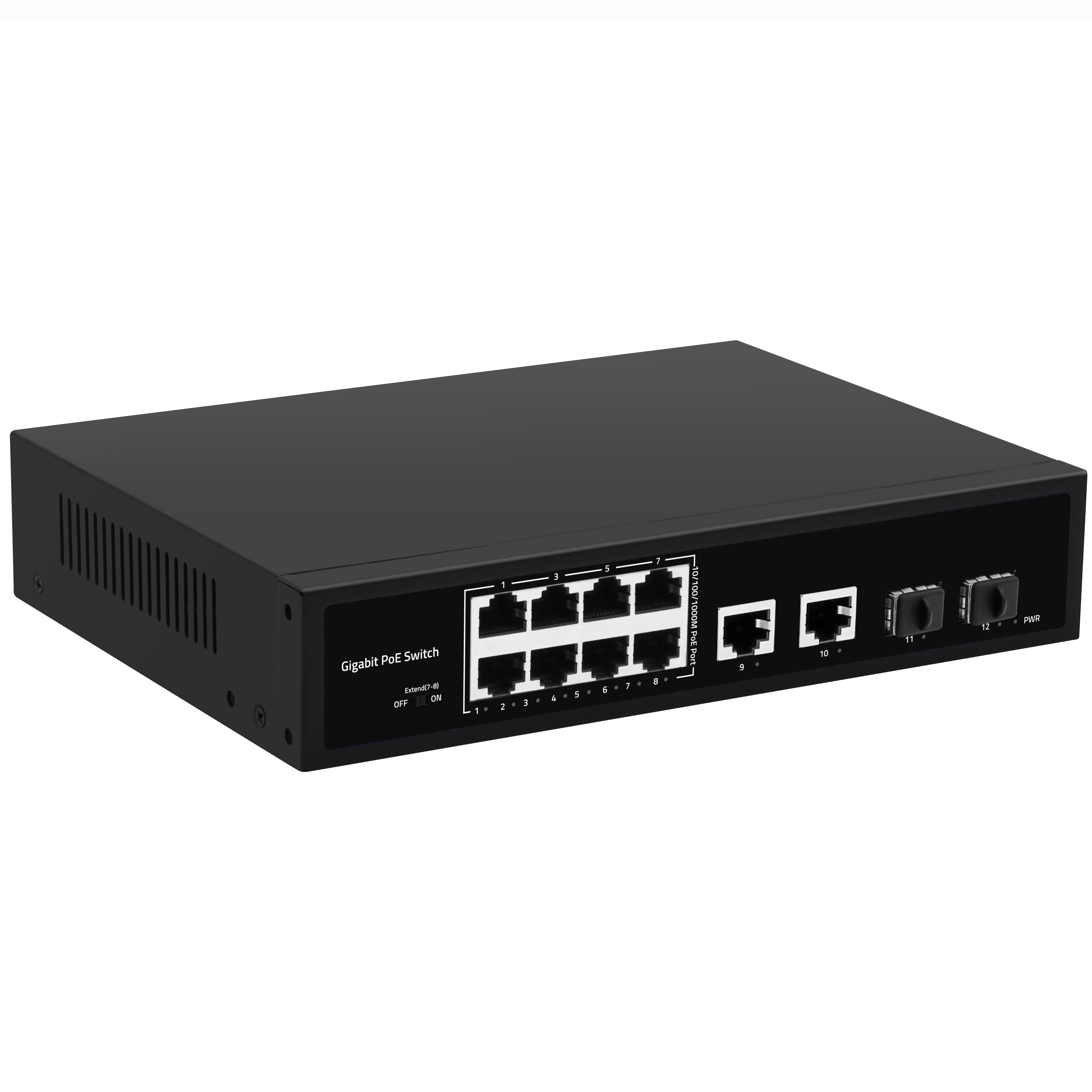 Sunsoont 8 port gigabit poe switch 10/100/1000mbps with 2 uplink Port +2*1.25G SFP Port for dahua cameras