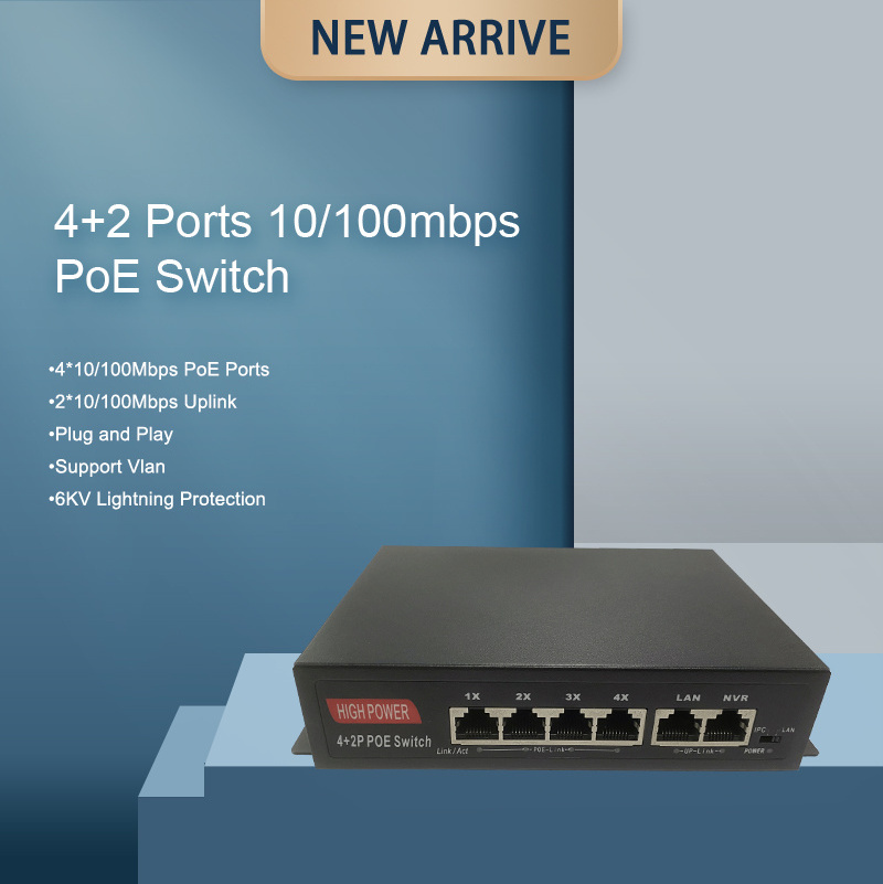 100Mbps 4 ports poe network switch extend 250m high power  85w