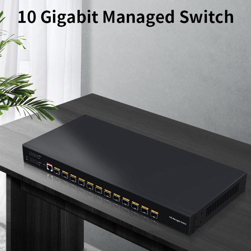 12 SFP fiber ports 10gbe ethernet switch L3 managed switch