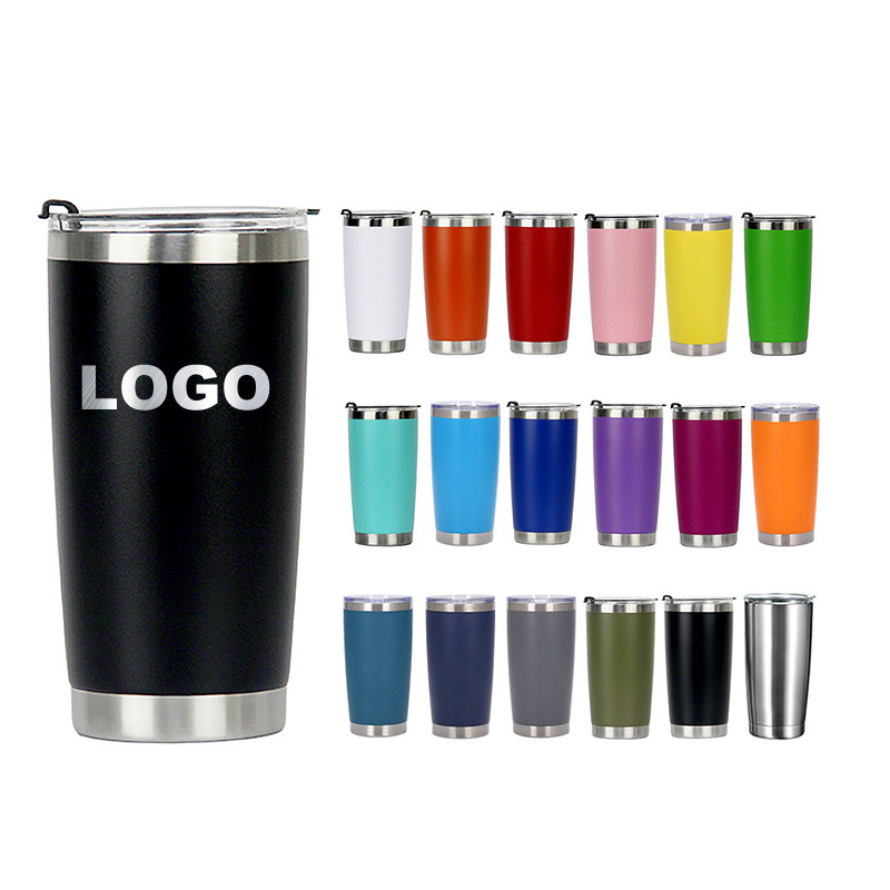 Wholesale Customized Logo 20oz Tumbler Cup Stainless Steel with Powder Coated Colors Vacuum Insulated 20oz Tumbler Bulk in Stock