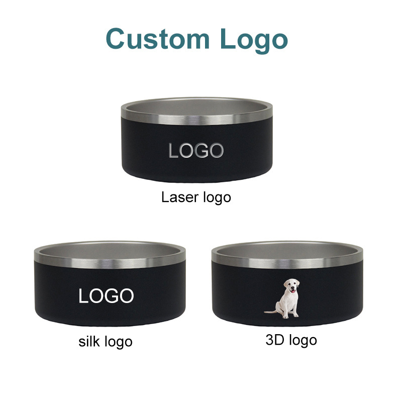 32oz 64oz Pet Feeder Bowls Custom Logo Blank Dog Bowls Double Wall Stainless Steel Personalised Powder Coated Dog Water Bowls