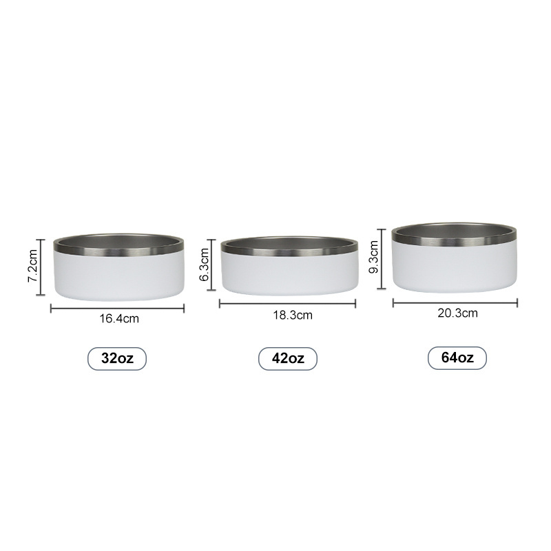 32oz 64oz Pet Feeder Bowls Custom Logo Blank Dog Bowls Double Wall Stainless Steel Personalised Powder Coated Dog Water Bowls