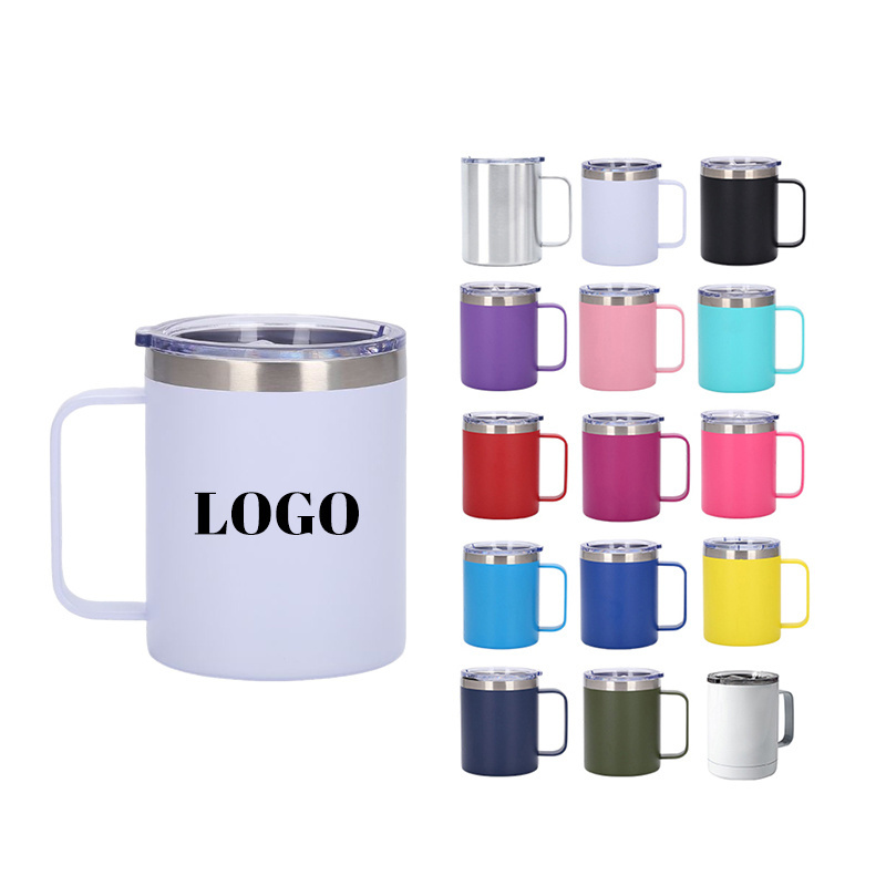 Hot Selling Vacuum Insulated Custom Tumbler Mugs 12oz Tumbler  Cups Custom Stainless Steel Travel Coffee Mug with Handle and Lid