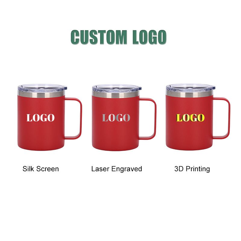 Hot Selling Vacuum Insulated Custom Tumbler Mugs 12oz Tumbler  Cups Custom Stainless Steel Travel Coffee Mug with Handle and Lid