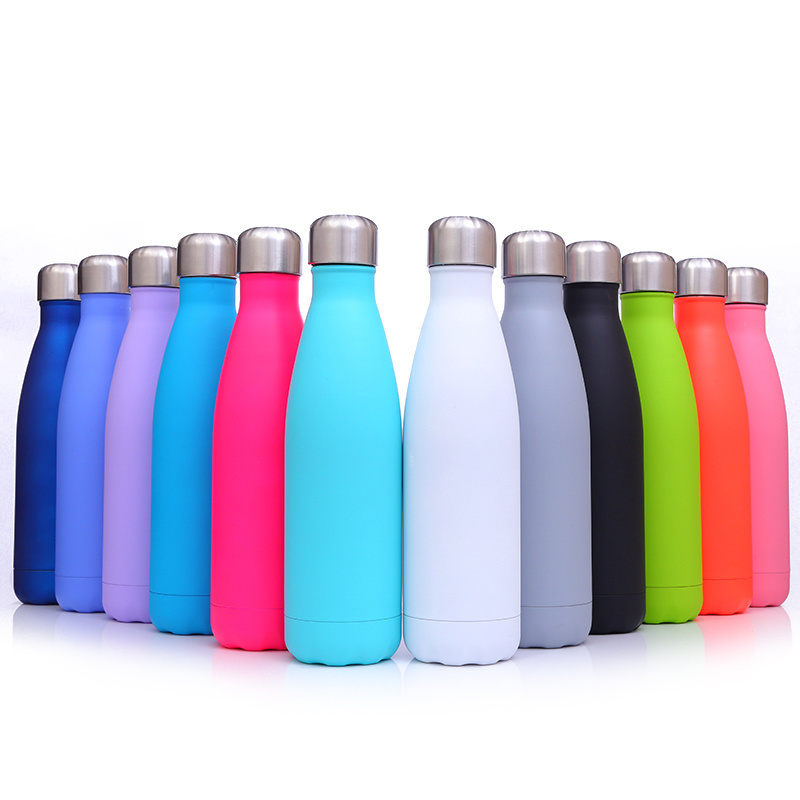 Cola Shape Water Bottle with Logo Portable Stainless Steel Double Wall Sport 500ml Gym Applicable for Boiling Water Outdoor