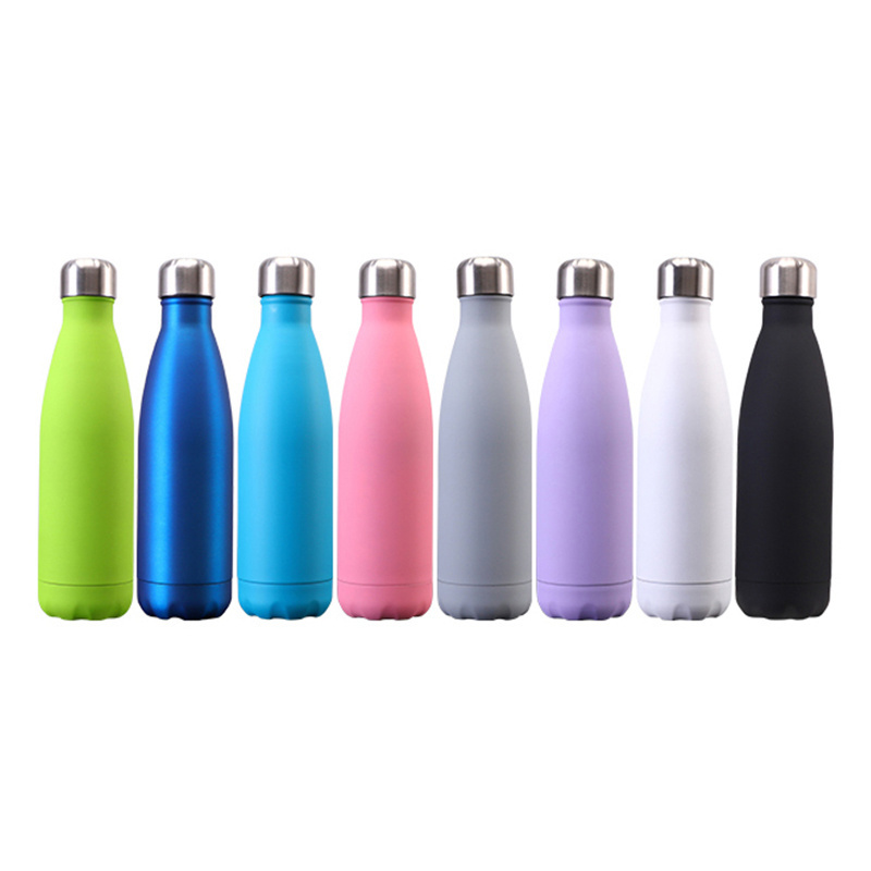 Cola Shape Water Bottle with Logo Portable Stainless Steel Double Wall Sport 500ml Gym Applicable for Boiling Water Outdoor