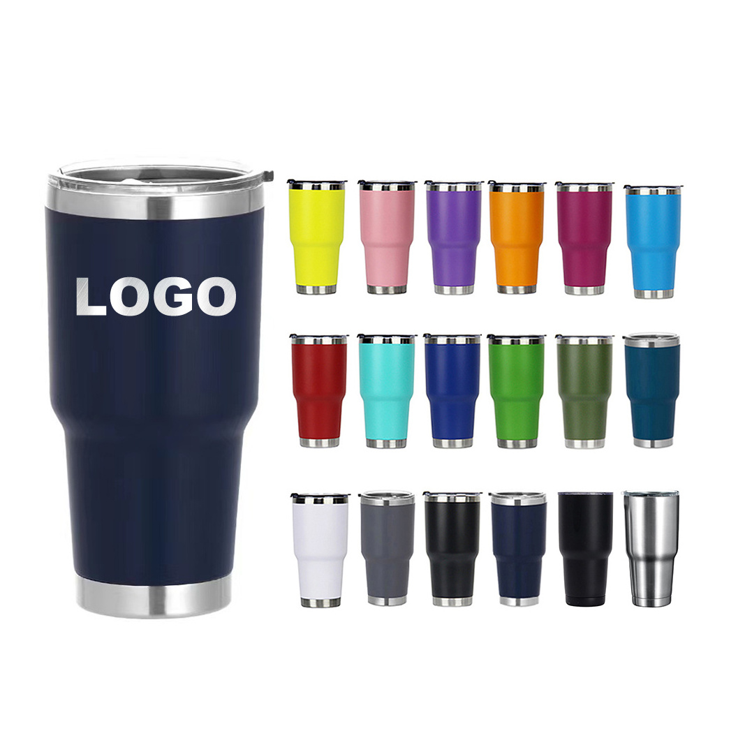 BPA Free Customized Logo 30oz Insulated Stainless Steel Coffee Tumbler Cup with Lid and Straws Custom Logo 20 oz Coffee Tumbler