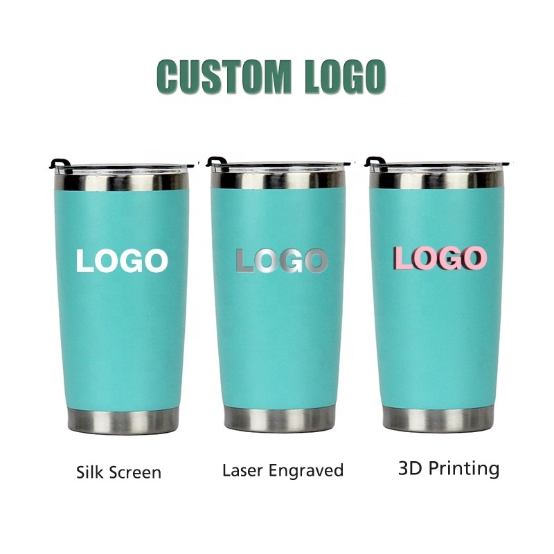 BPA Free Customized Logo 30oz Insulated Stainless Steel Coffee Tumbler Cup with Lid and Straws Custom Logo 20 oz Coffee Tumbler