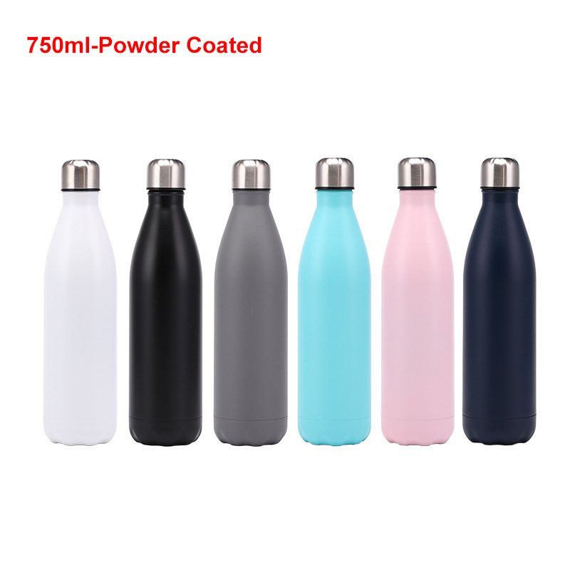 BPA Free Custom Logo 500ml/750ml/1000ml Cola Shaped Water Bottles Stainless Steel Vacuum Insulated Sports Water Bottles 750ml