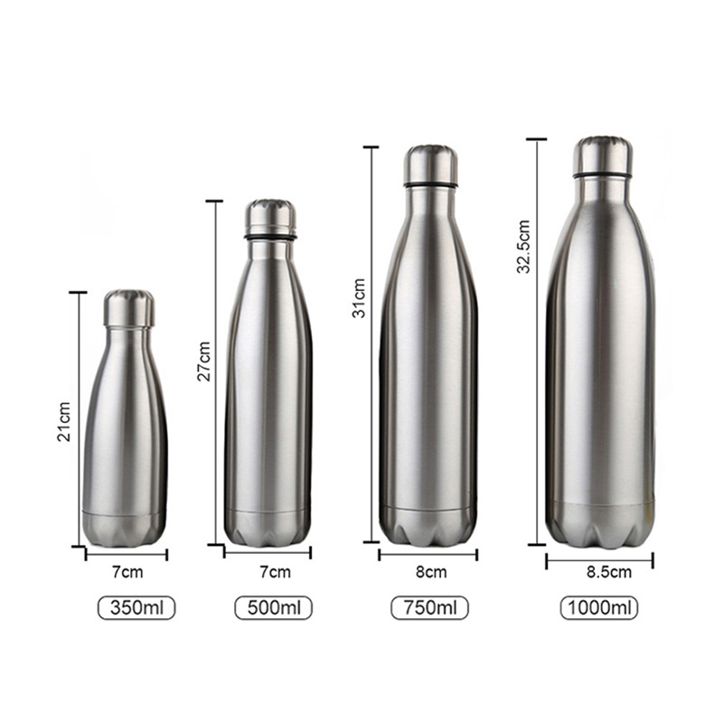 BPA Free Custom Logo 500ml/750ml/1000ml Cola Shaped Water Bottles Stainless Steel Vacuum Insulated Sports Water Bottles 750ml