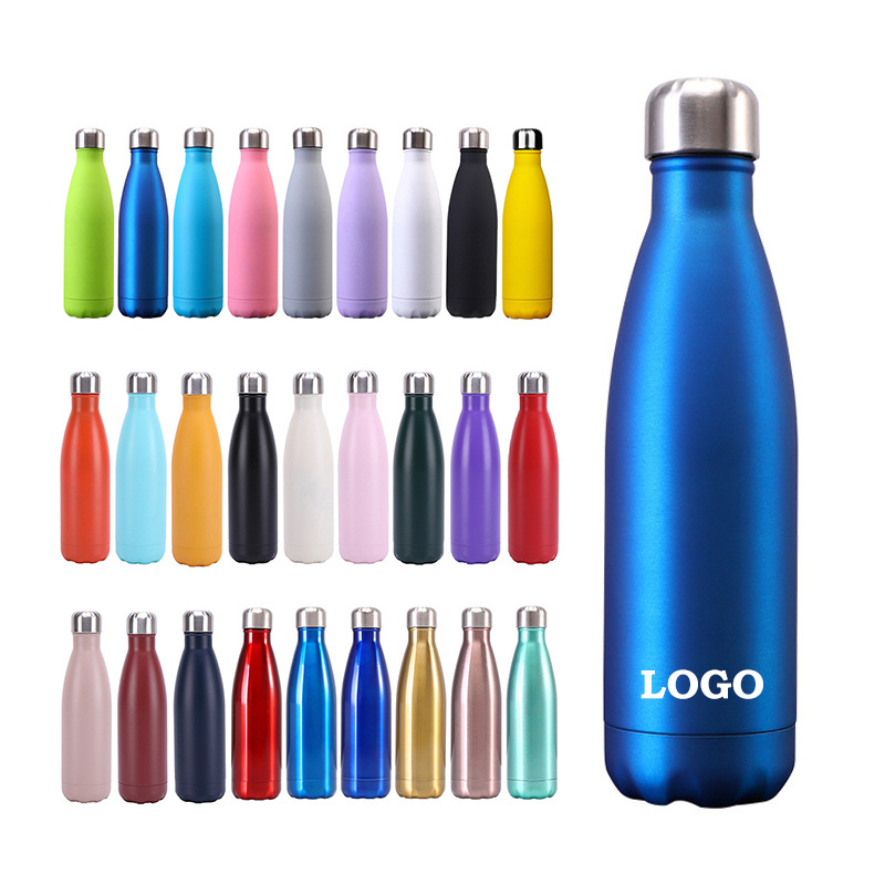 BPA Free Custom Logo 500ml/750ml/1000ml Cola Shaped Water Bottles Stainless Steel Vacuum Insulated Sports Water Bottles 750ml