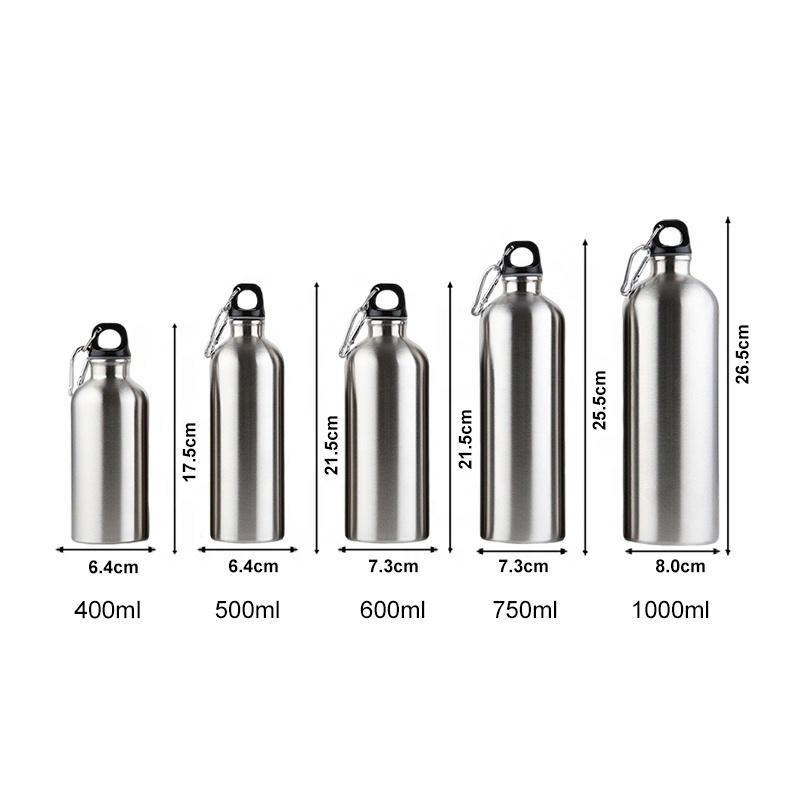 Factory Wholesale Customized 400ml 500ml 600ml 750ml 1000ml Aluminum Sports Water Bottles with Lids and Carabiners