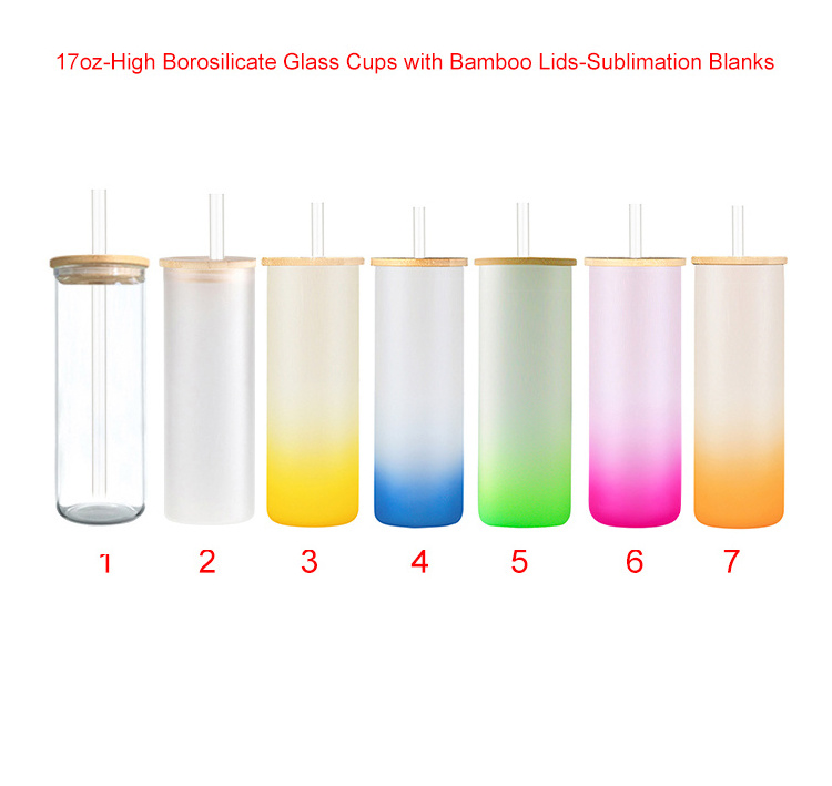 Wholesale 12oz 16oz 20oz Clear Frosted Water Sublimation Blanks Beer Mug Can Glass Tumblers with Bamboo Lid and Straws