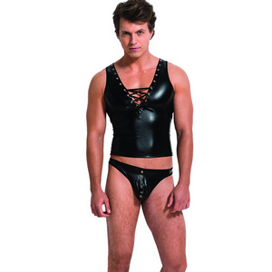 New Arrival Black erotic costume outfit men sexy leather lingerie plus size latex clothing fetish lingerie sexy hot men