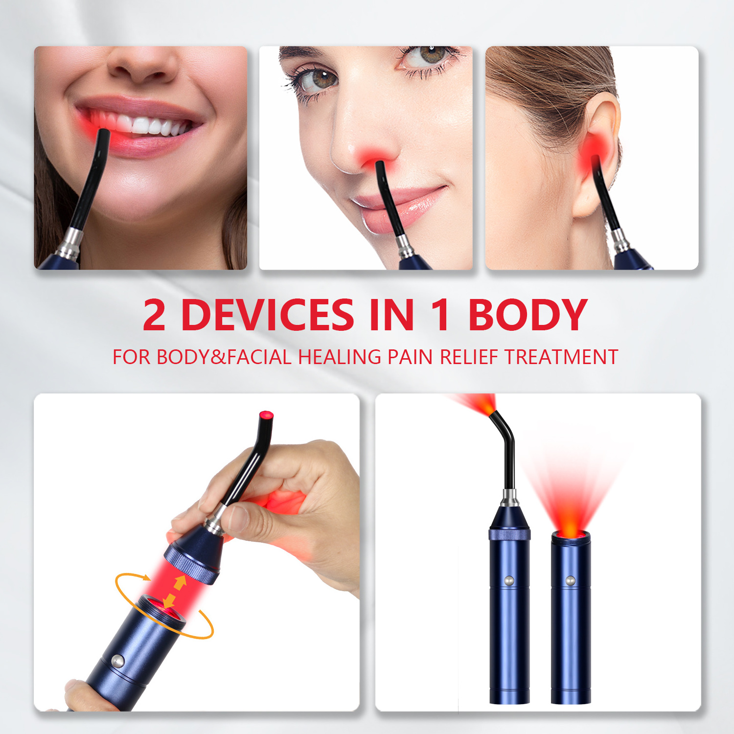 2023 new design light therapy pen 5 led handheld flashlight rechargeable pulse red light therapy torch