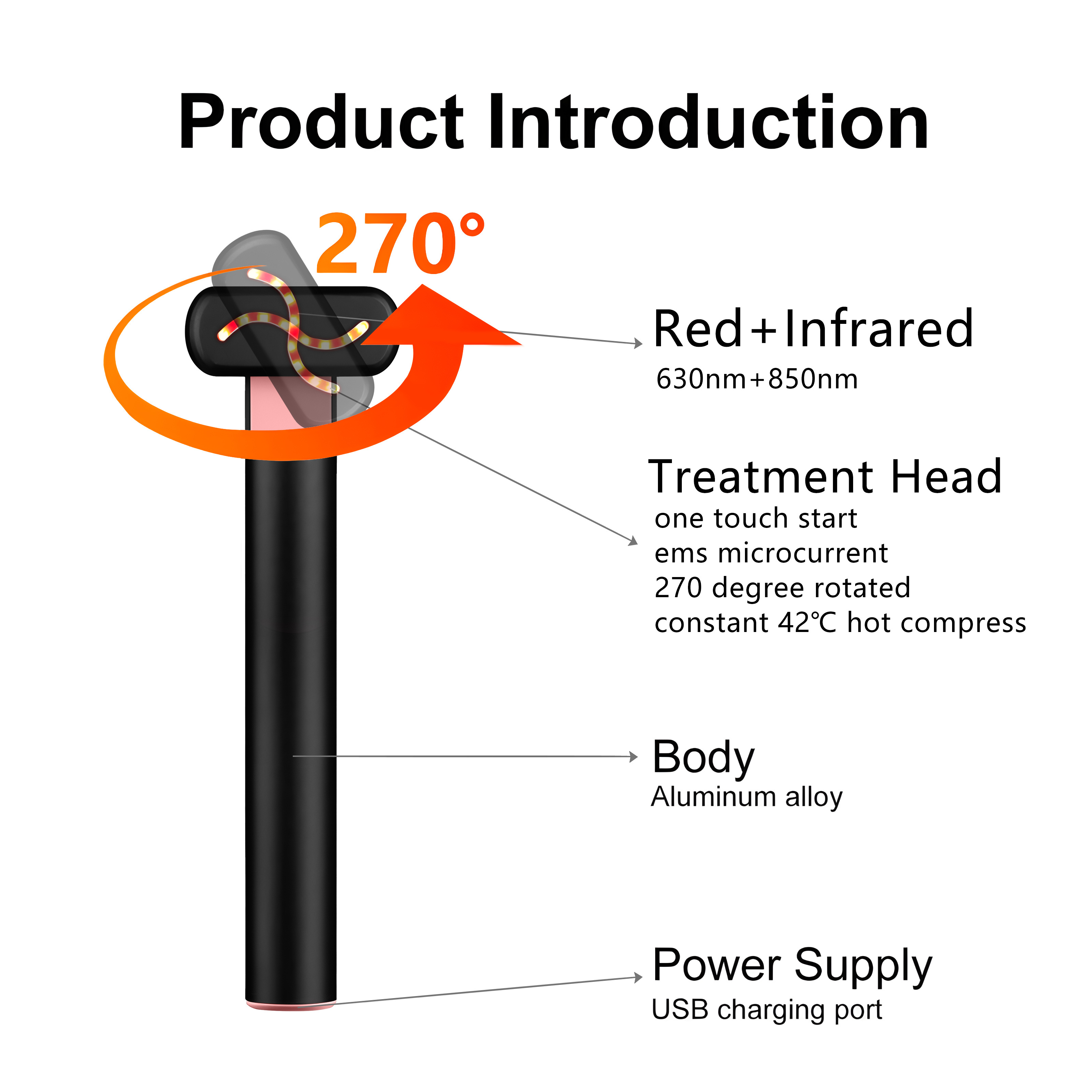 2 Colors Infrared Red Light Therapy Wand for Face  LED Facial Skin Care Tool Eye Beauty Wand Neck Body Face Massager