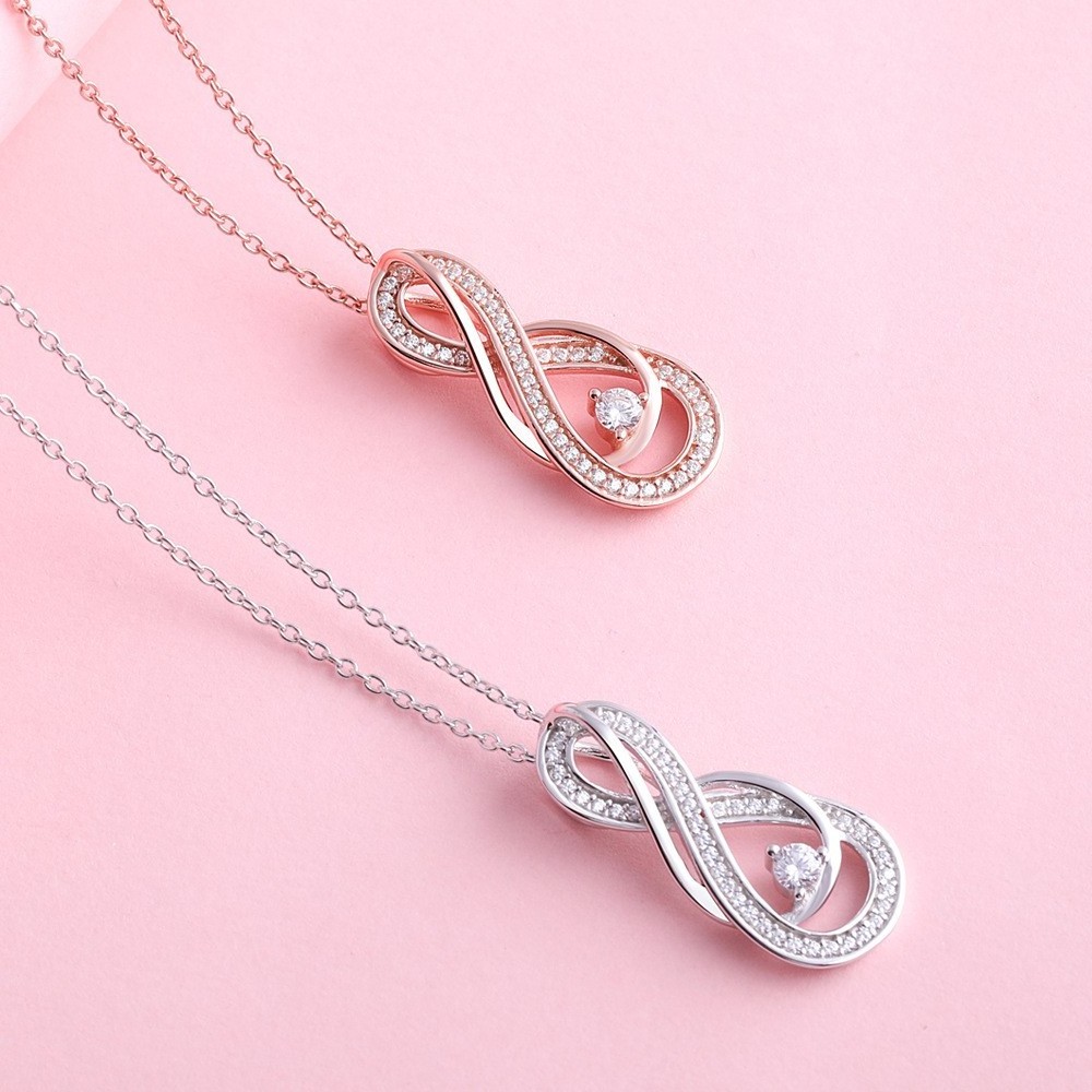 Fine Jewelry Women Cross Pendant Necklace Jewelry Rose Gold Plated Silver Designer Lady Necklace