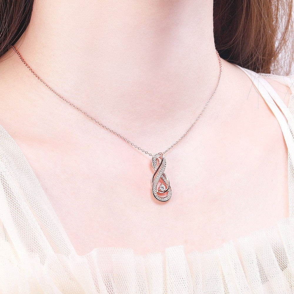 Fine Jewelry Women Cross Pendant Necklace Jewelry Rose Gold Plated Silver Designer Lady Necklace