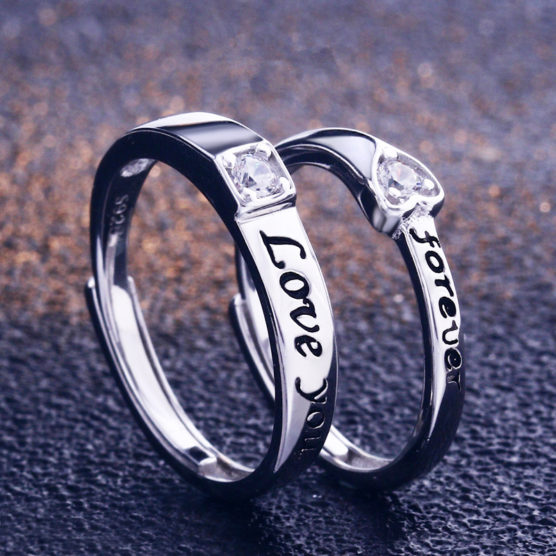 925 sterling silver LOVE YOU couple ring wedding ring open ring